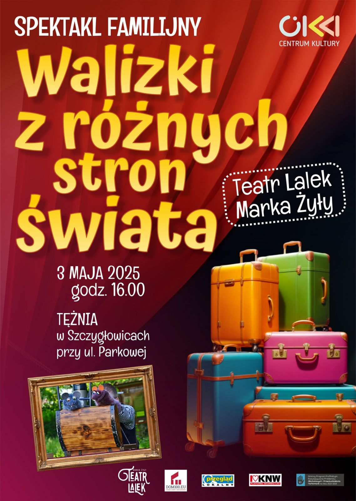 plakat z programem występu pod tężnią solankową w Szczygłowicach